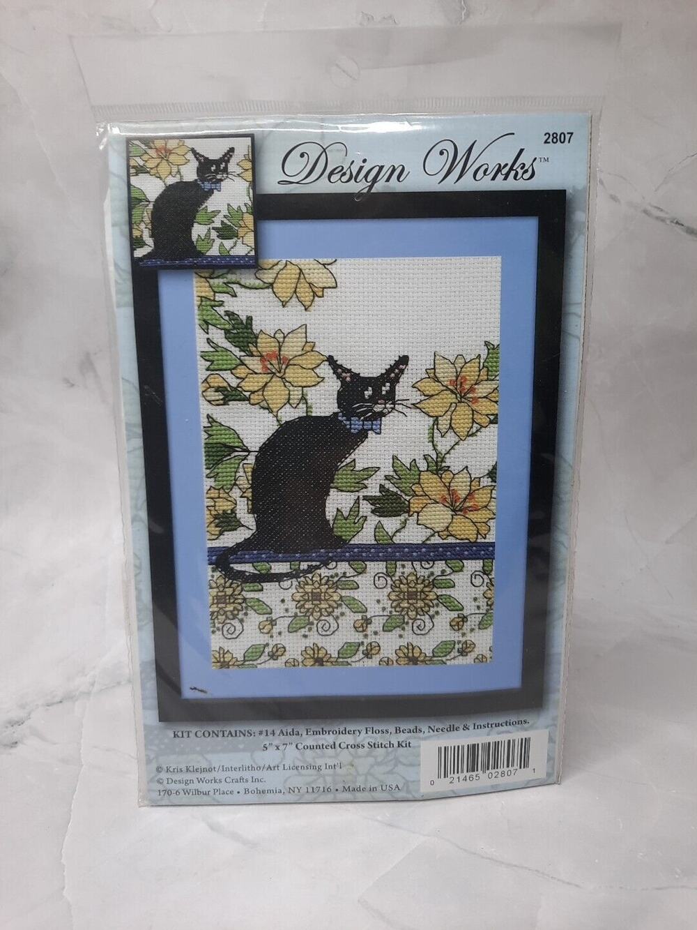Design Works Counted Cross Stitch Kit Yellow Floral Cat 2807 5x7